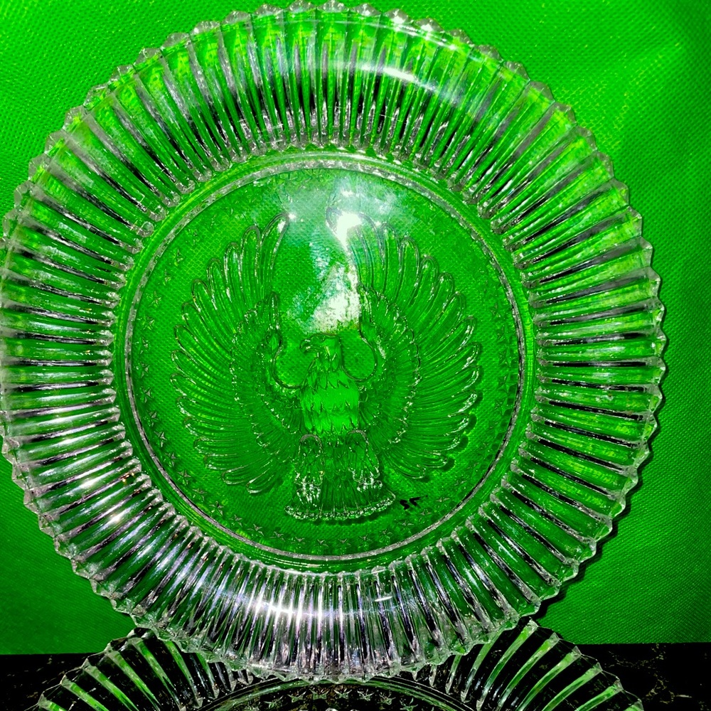 Vtg. 1942 Anchor Hocking Stars & Stripes 8 1/2” Plate Eagle Bread Sandwich Snack